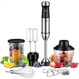 RTMB - 7-in-1 Handheld Immersion Blender – Titanium Blades, 1000W, Multi-Use - Silver