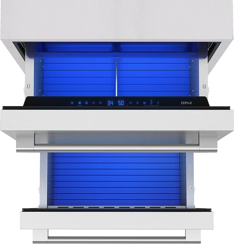 Left. Zephyr - Presrv 5.1 Cu. Ft. Built-In Dual Zone Outdoor Refrigerator Drawers - Stainless Steel.