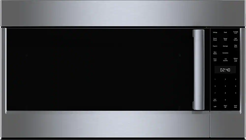 Settings Cnl Turtable s Sensor Tahaat Serone Cook Auto Cafoout Popcor Beverage Kano Warm Mare Mades Convection P Led 30 Seconds Klten Tmer - 02:40 1 2 3 4 1 E 7 8 1 Vent D Light Clar on Start Exter