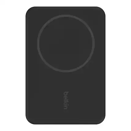 Front. Belkin - BoostChargeMagnetic Wireless Power Bank 5K with Stand - Black.