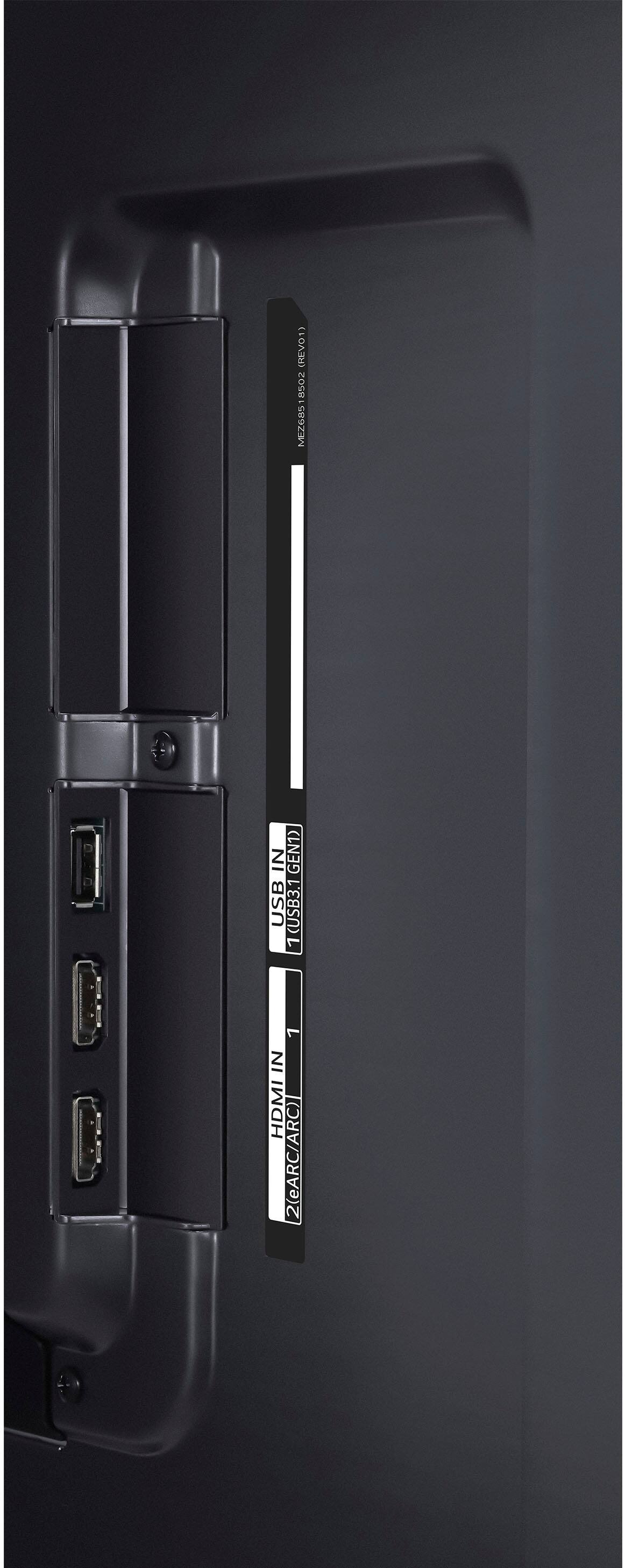 The image features a black door with a USB port and a HDMI port. The USB port is located on the left side of the door, while the HDMI port is on the right side. The door appears to be a part of a television or a media device, as it is described as a "TV door." The door is closed, and the image does not provide any additional information about the device or its features.