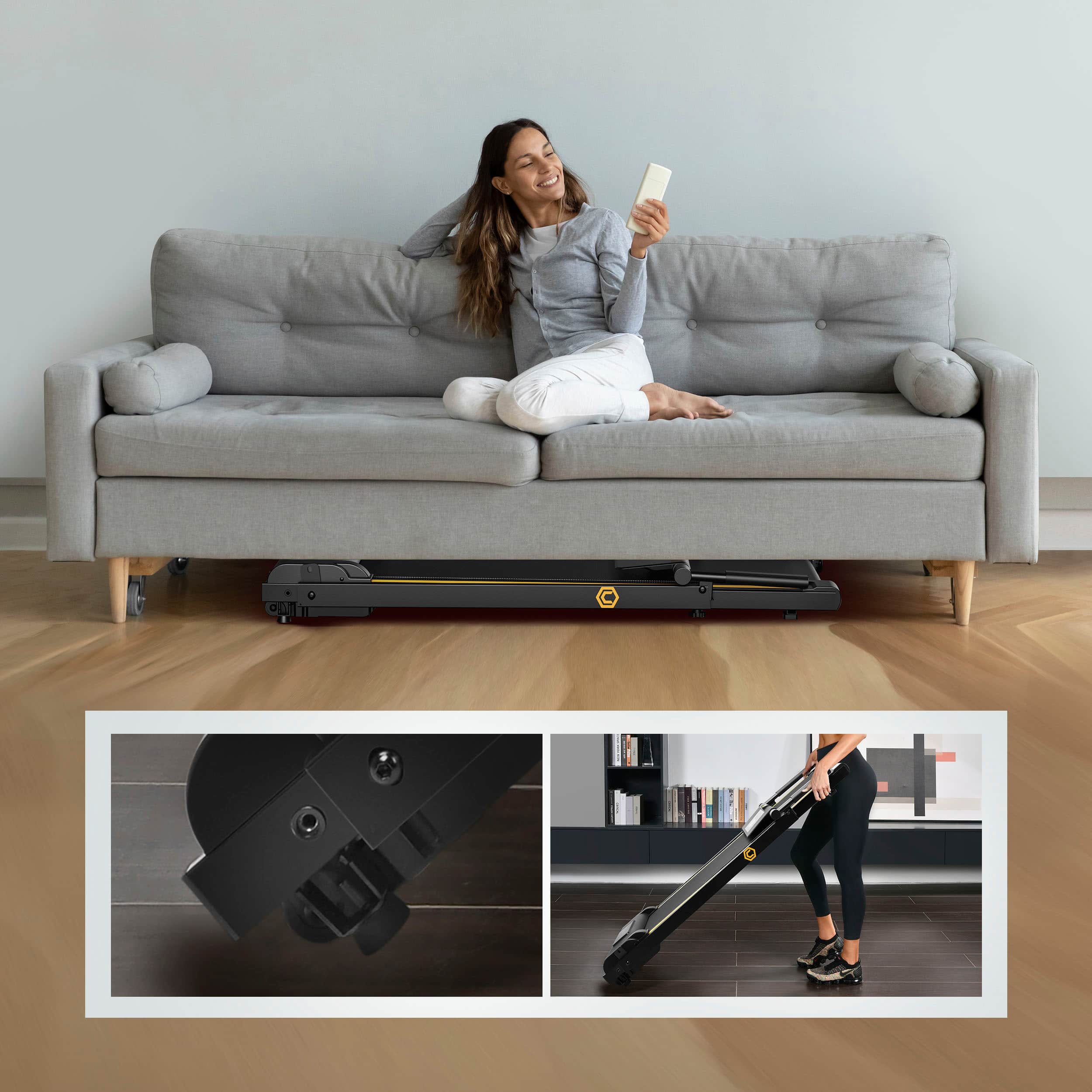 Alt View 18. Urevo - Foldi Mini Folding Treadmill - Black.