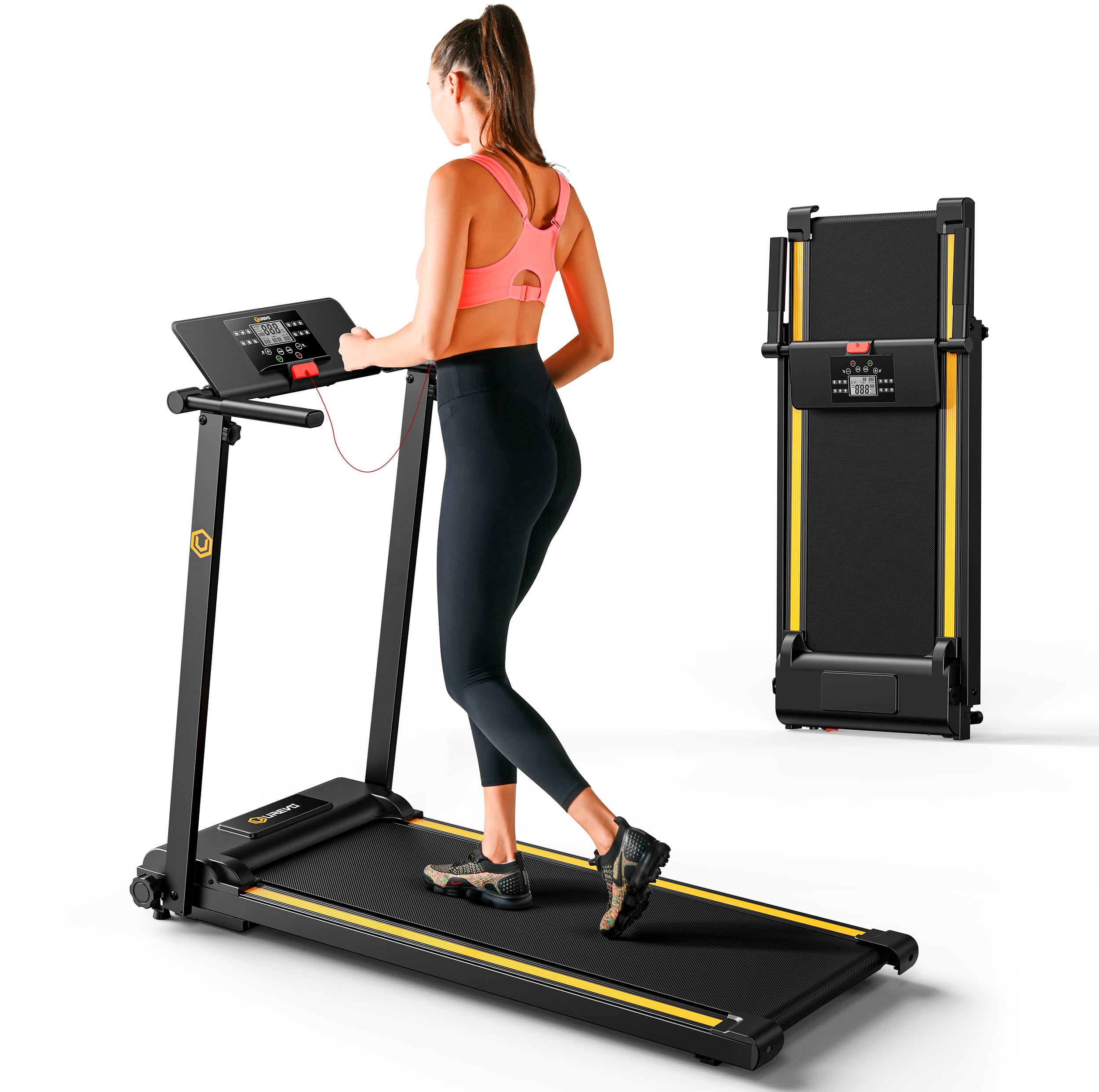 Alt View 13. Urevo - Foldi Mini Folding Treadmill - Black.