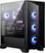 The image features a black computer case with a purple and blue light inside. The case is open, revealing the internal components, including a GeForce RTX 2080 Ti graphics card. The case has a window on the side, allowing a clear view of the components inside. The case is designed to accommodate a large number of fans, which are visible in the image. The overall appearance of the case is sleek and modern, with a focus on performance and aesthetics.
