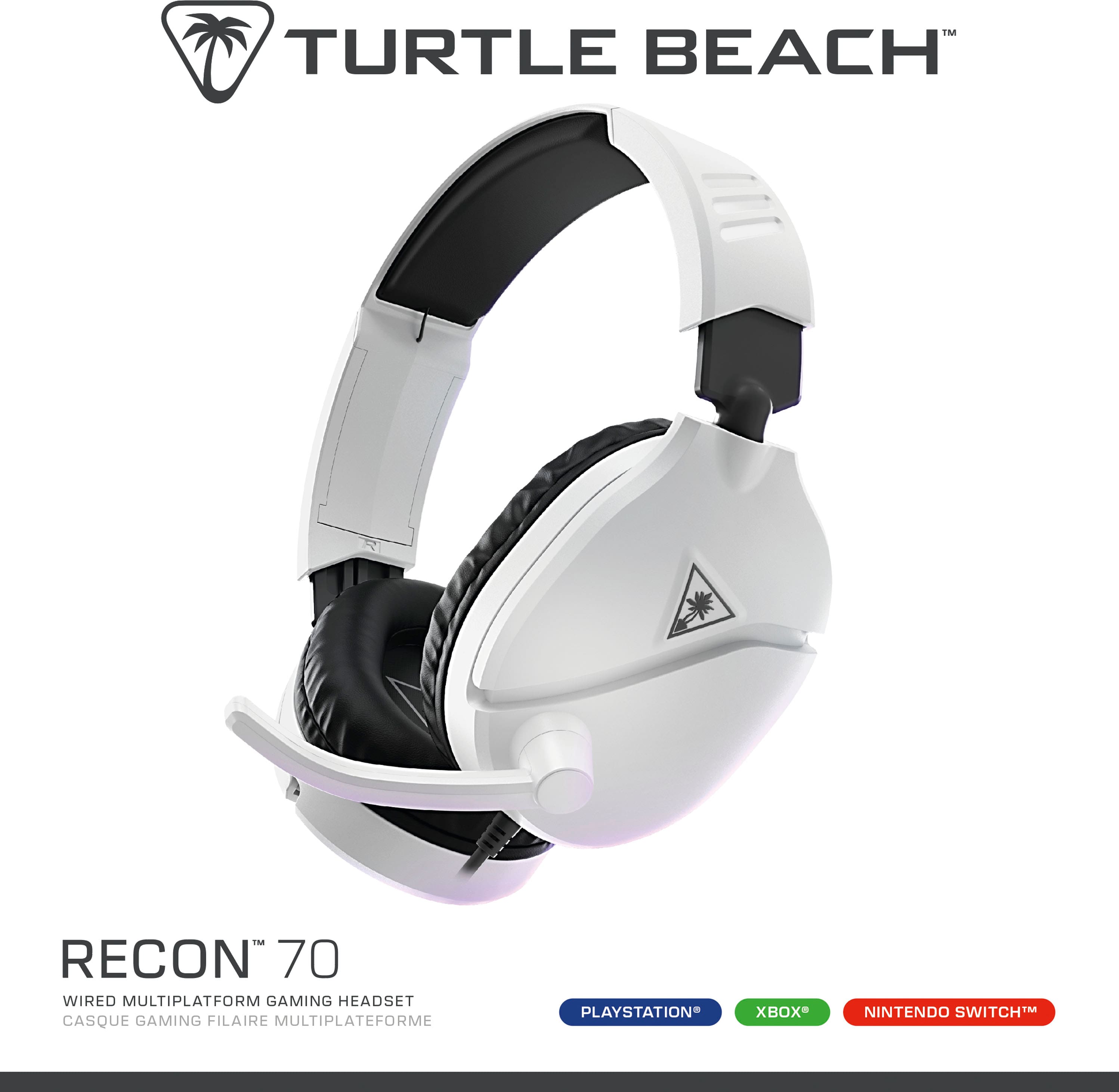 Alt View 13. Turtle Beach - Recon 70 Wired Multiplatform Gaming Headset for PS5, PS4, Xbox Series X|S, Switch, PC & Mobile with 3.5mm Connection - White.