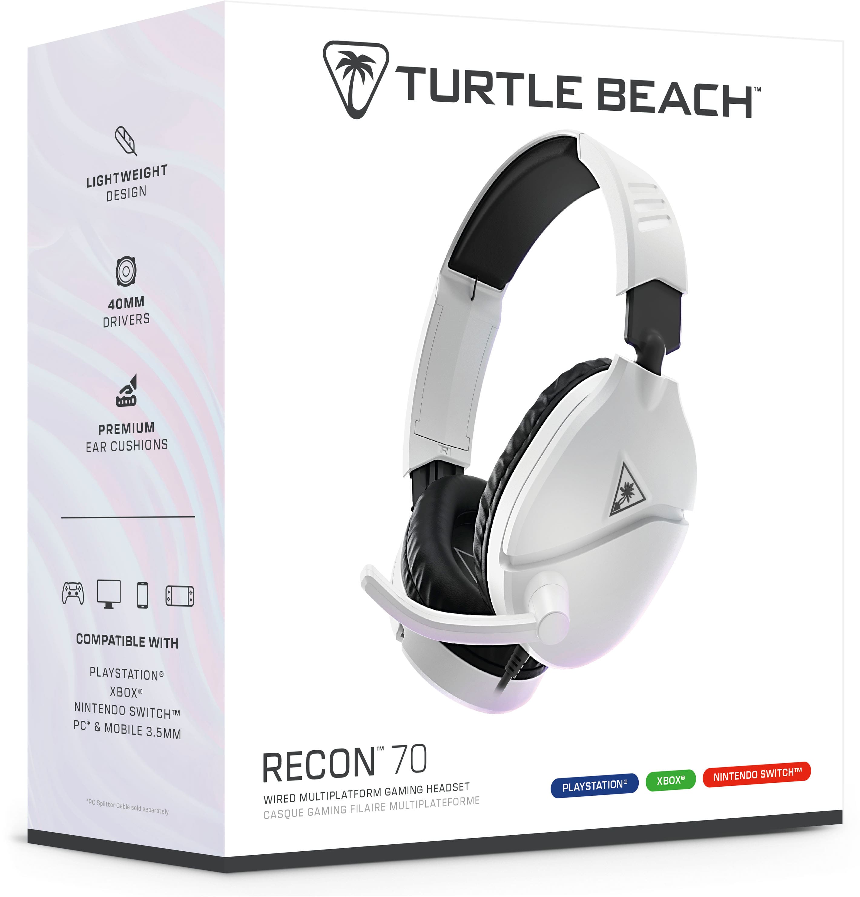 Alt View 14. Turtle Beach - Recon 70 Wired Multiplatform Gaming Headset for PS5, PS4, Xbox Series X|S, Switch, PC & Mobile with 3.5mm Connection - White.