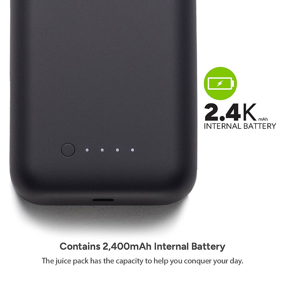 The image features a black box with a 2.4K mAh internal battery. The box contains 2,400mAh internal battery, which is designed to help users conquer their day with the necessary power.