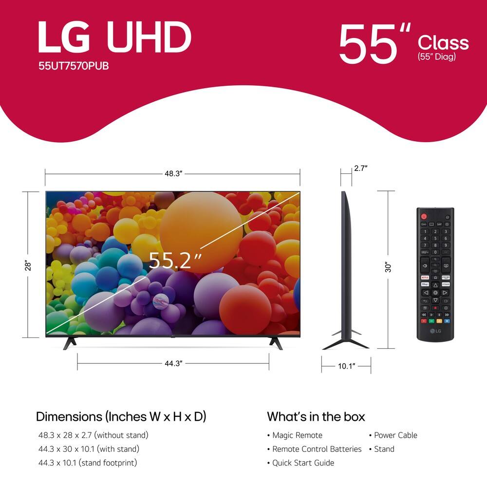 LG 55” Class UT75 Series LED 4K UHD Smart webOS TV (2024) 55UT7570PUB