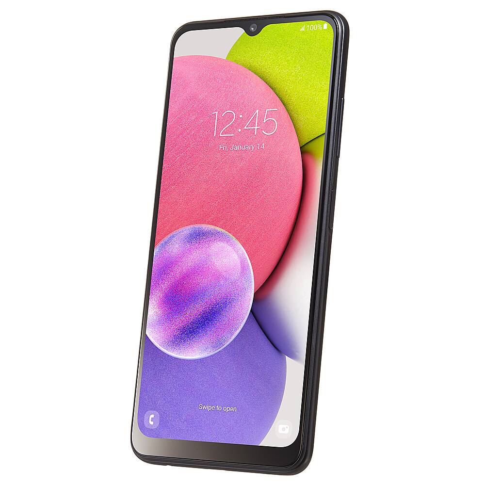Angle View: Tracfone - Samsung Galaxy A03s 32GB Prepaid with 1 Year of Service Bundle - Black
