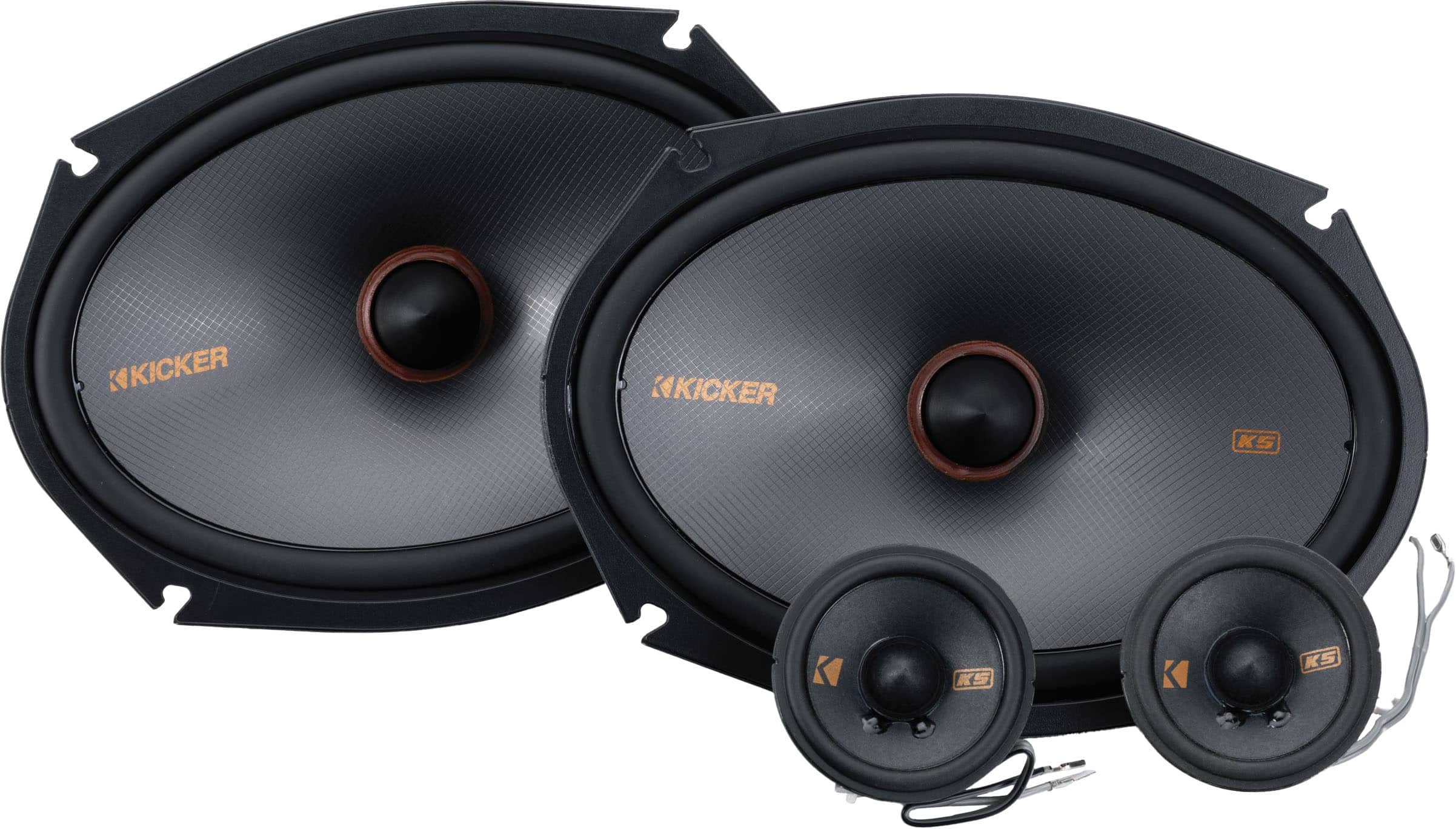 Front. KICKER - KS Series 6X9" 2-Way Component Car Speakers with Polypropylene Cones (Pair) - Black.
