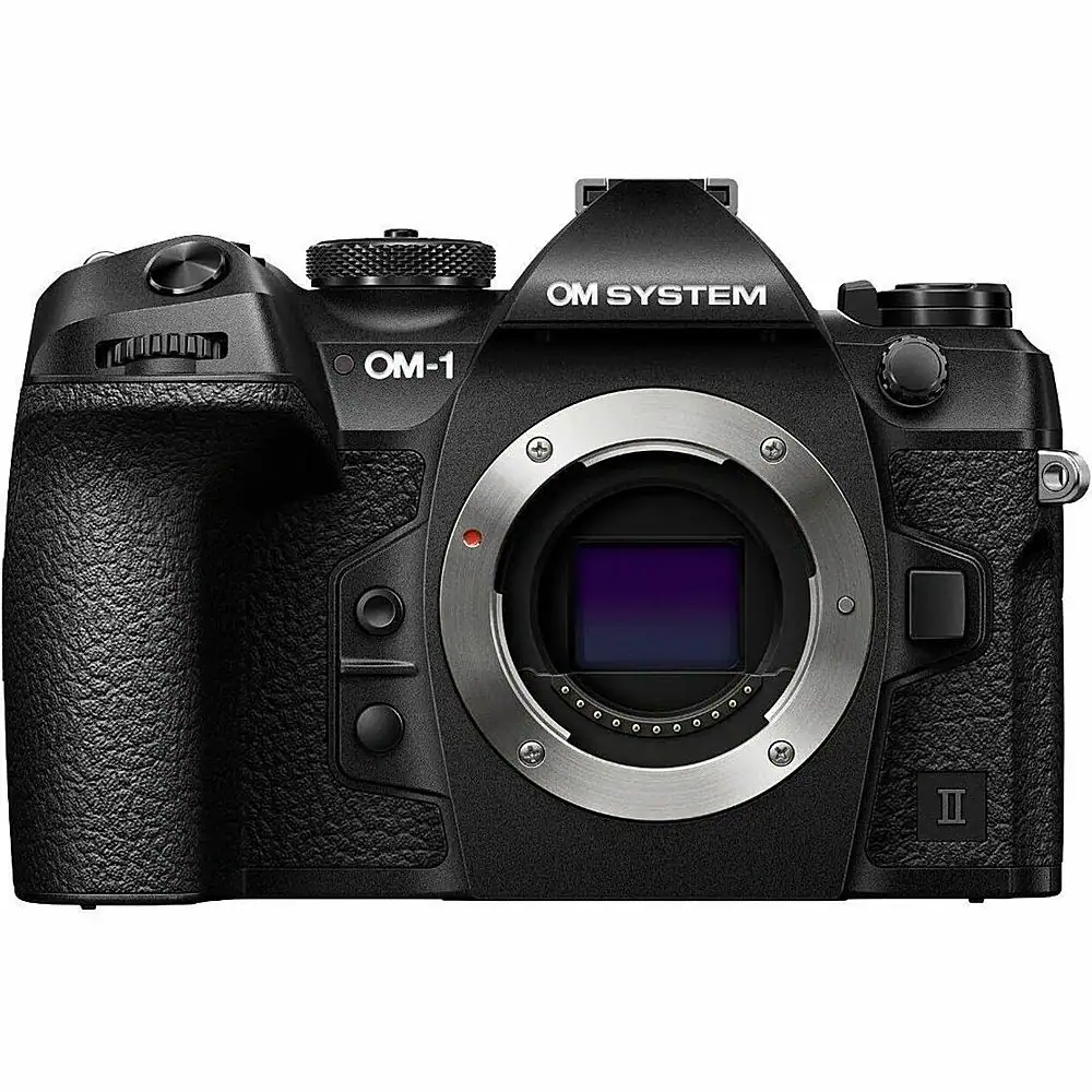 Front. Olympus - OM SYSTEM OM-1 Mark II 4K Video Mirrorless Camera Body Only - Black.