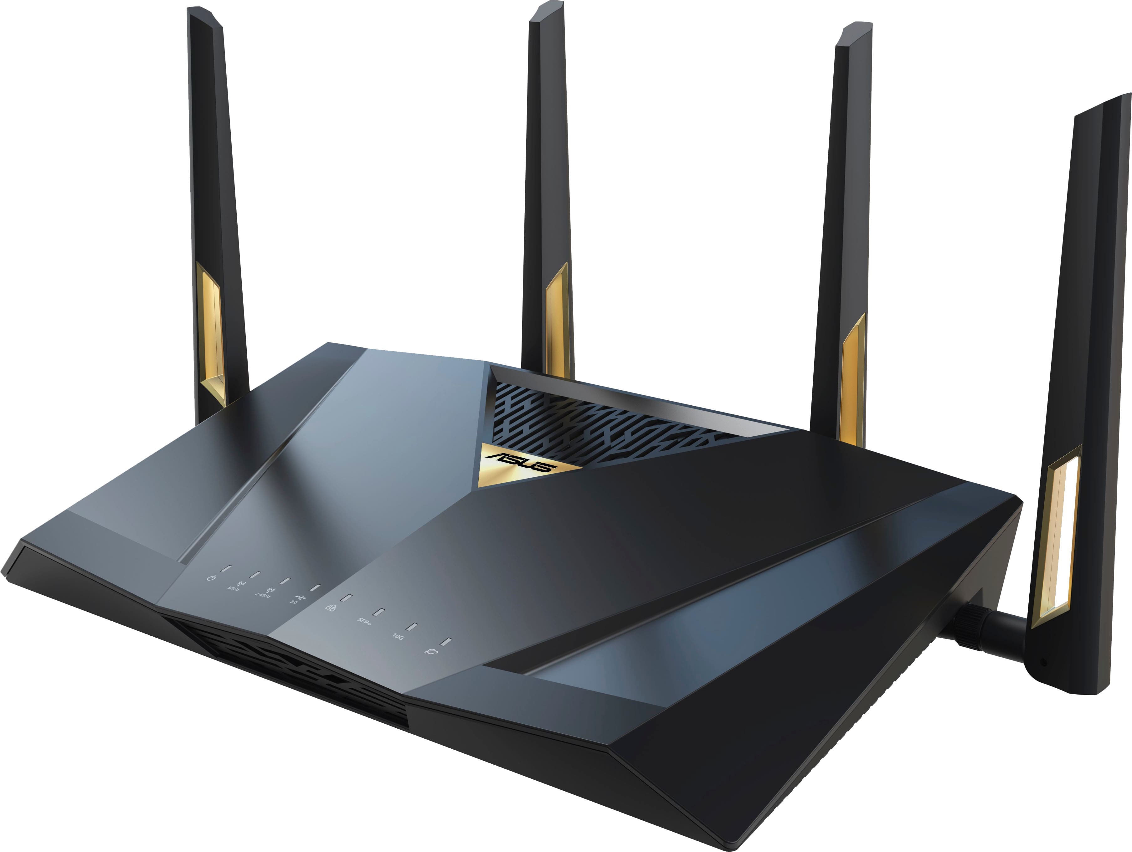 Left. ASUS - BE7200 Dual-band WiFi 7 Router - Black.