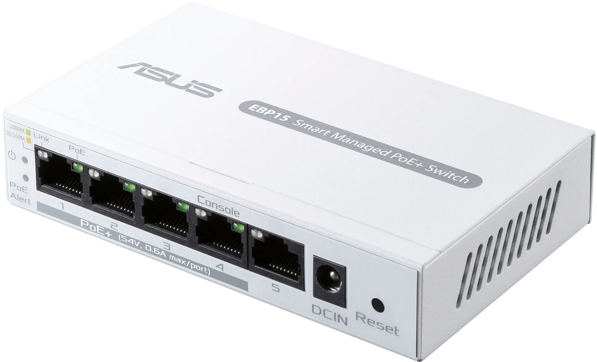 ASUS - ExpertWiFi EBP15 5-Port Gigabit Smart Managed PoE+ Ethernet Switch - White