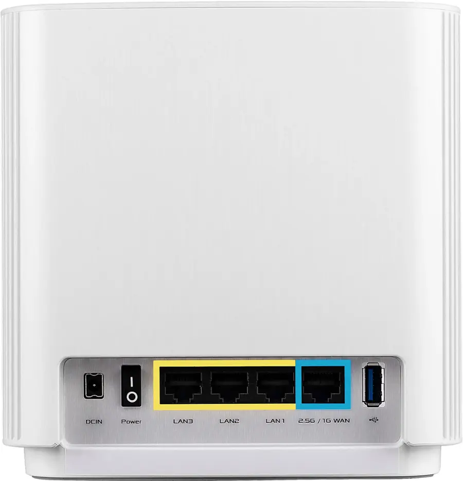 The image features a white box with a USB port and a network port. The box is likely a router or a modem, providing internet connectivity to a computer or other devices. The USB port allows for the connection of external devices, such as a hard drive or a printer, while the network port enables the connection of multiple devices to the internet. The box is placed on a white background, making it stand out prominently in the image.