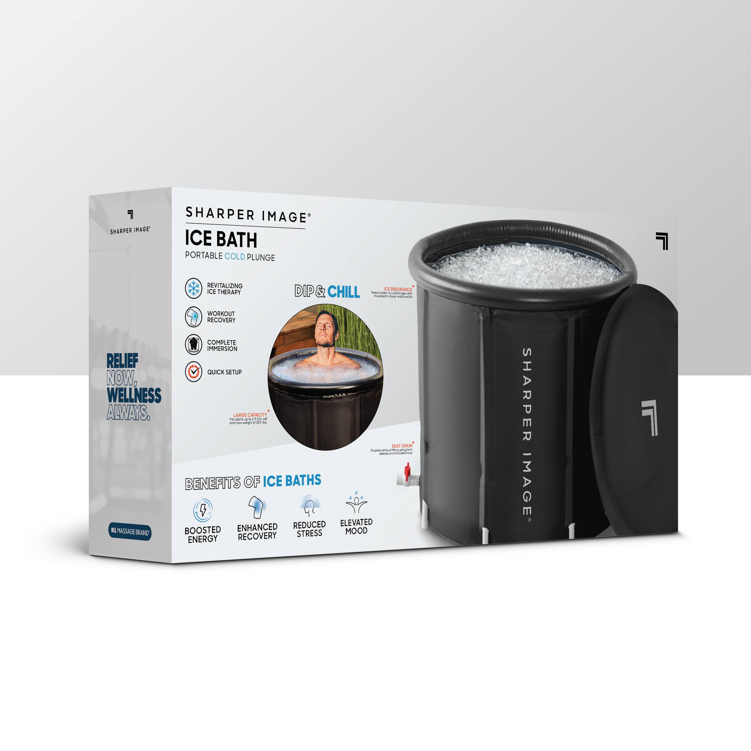 Alt View 15. Sharper Image - Ice Bath Portable Cold Plunge, Revitalizing Ice Therapy, Workout Recovery - Black.