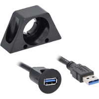 Install Bay - 1' Female USB 3.0 Type-A to Male USB 3.0 Type-A Adapter - Black - Angle_Zoom
