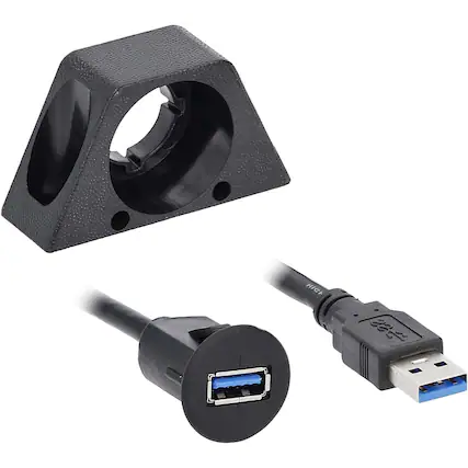 Angle. Install Bay - 1' Female USB 3.0 Type-A to Male USB 3.0 Type-A Adapter - Black.
