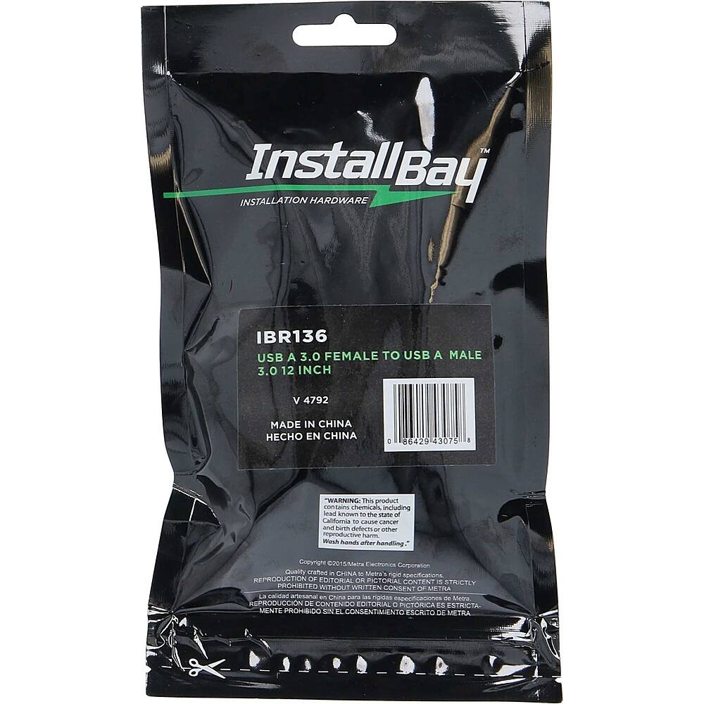 Alt View 14. Install Bay - 1' Female USB 3.0 Type-A to Male USB 3.0 Type-A Adapter - Black.