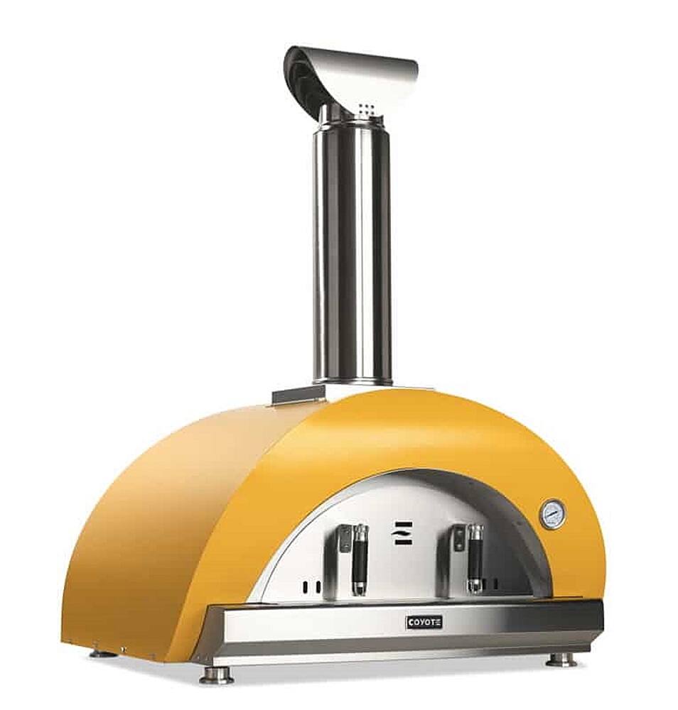 Angle. Coyote Outdoor Living - The DUOMO 40" wood-fired outdoor pizza oven - Yellow.