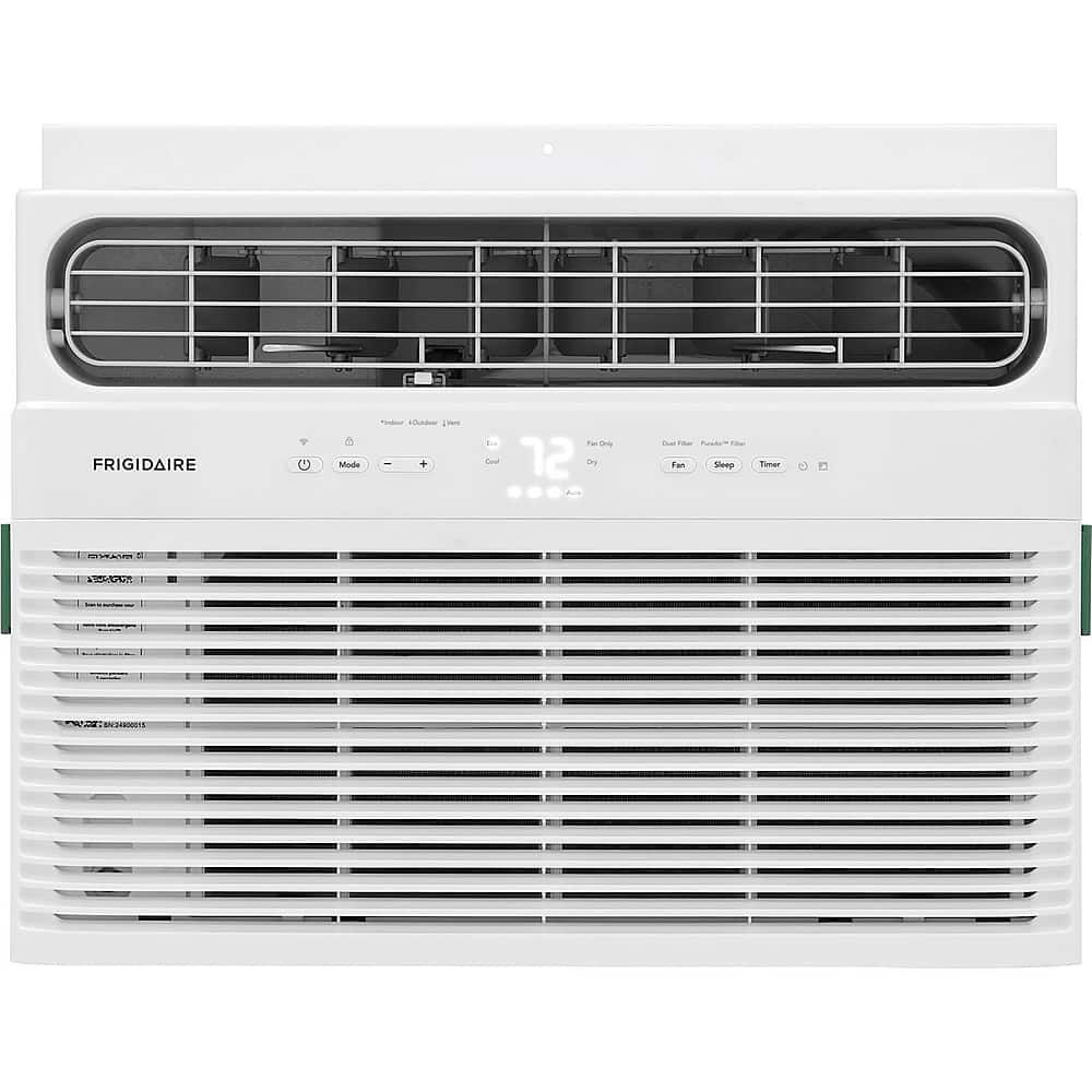 Left. Frigidaire - 12,000 BTU Smart Window Air Conditioner with Wi-Fi and Remote - White.