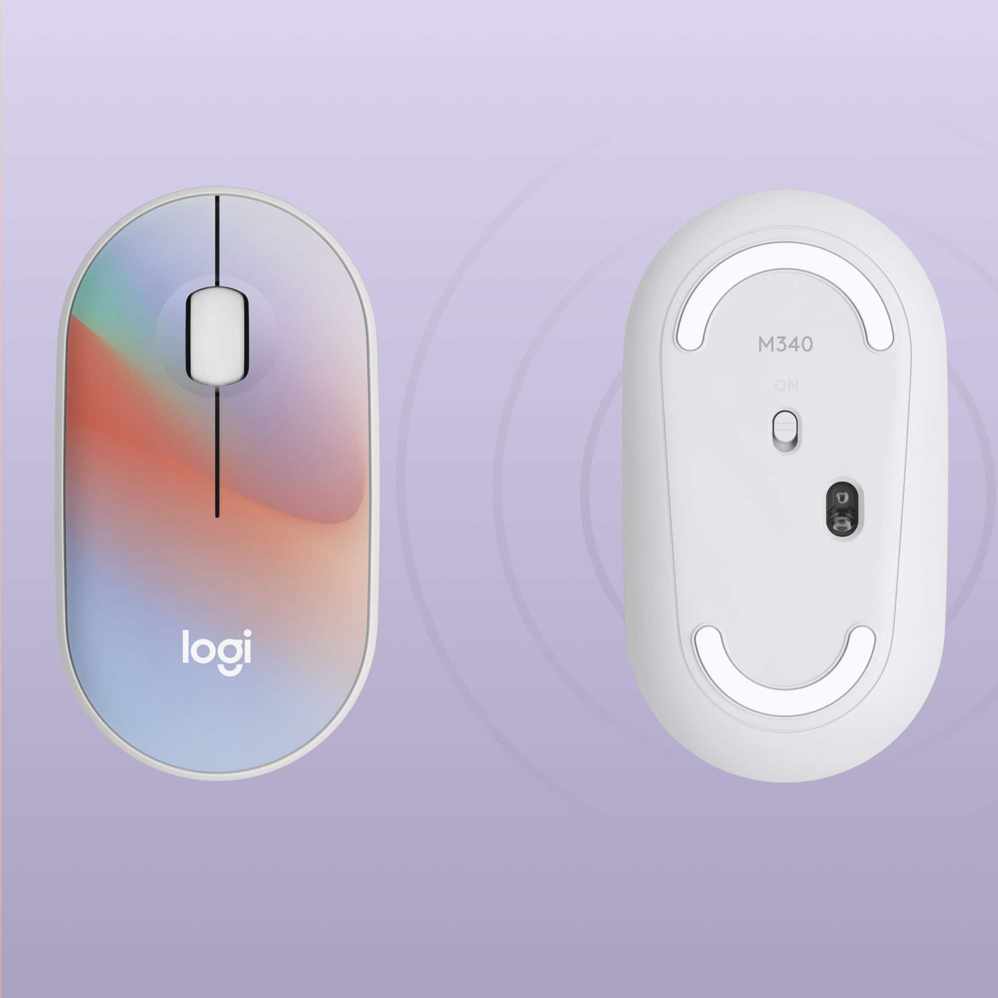 The text on the image reads "M340 ON D logi." This should be corrected to "M340 ON D logitech."