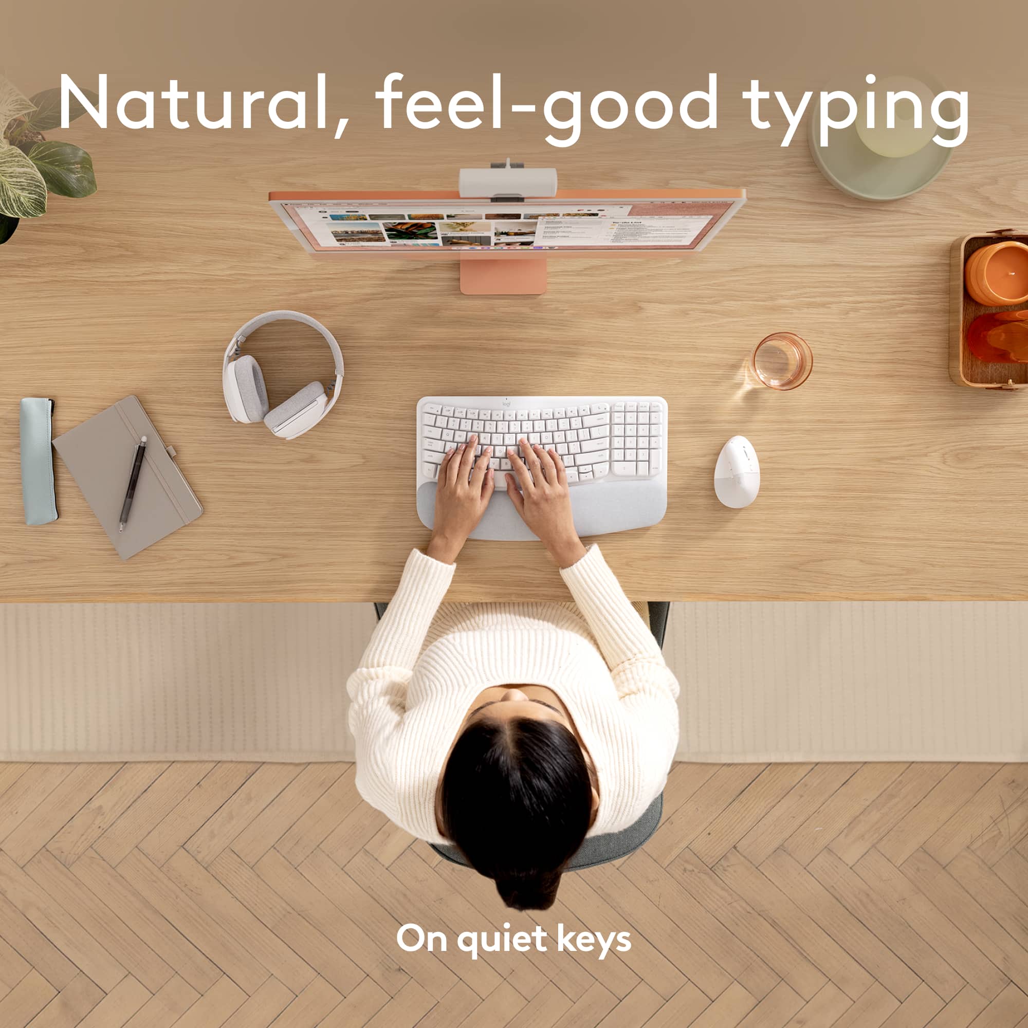 Natural, feel-good typing - On quiet keys