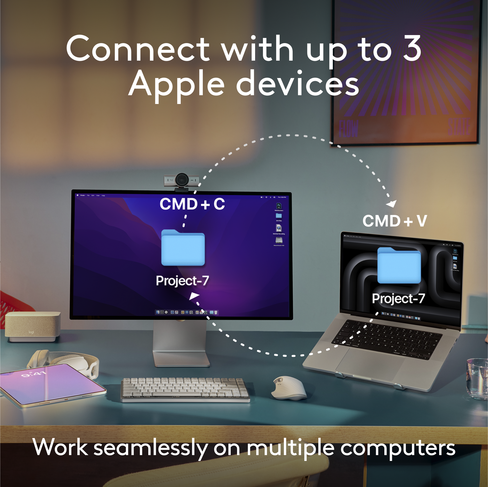 Connect with up to 3 Apple devices. Work seamlessly on multiple computers.