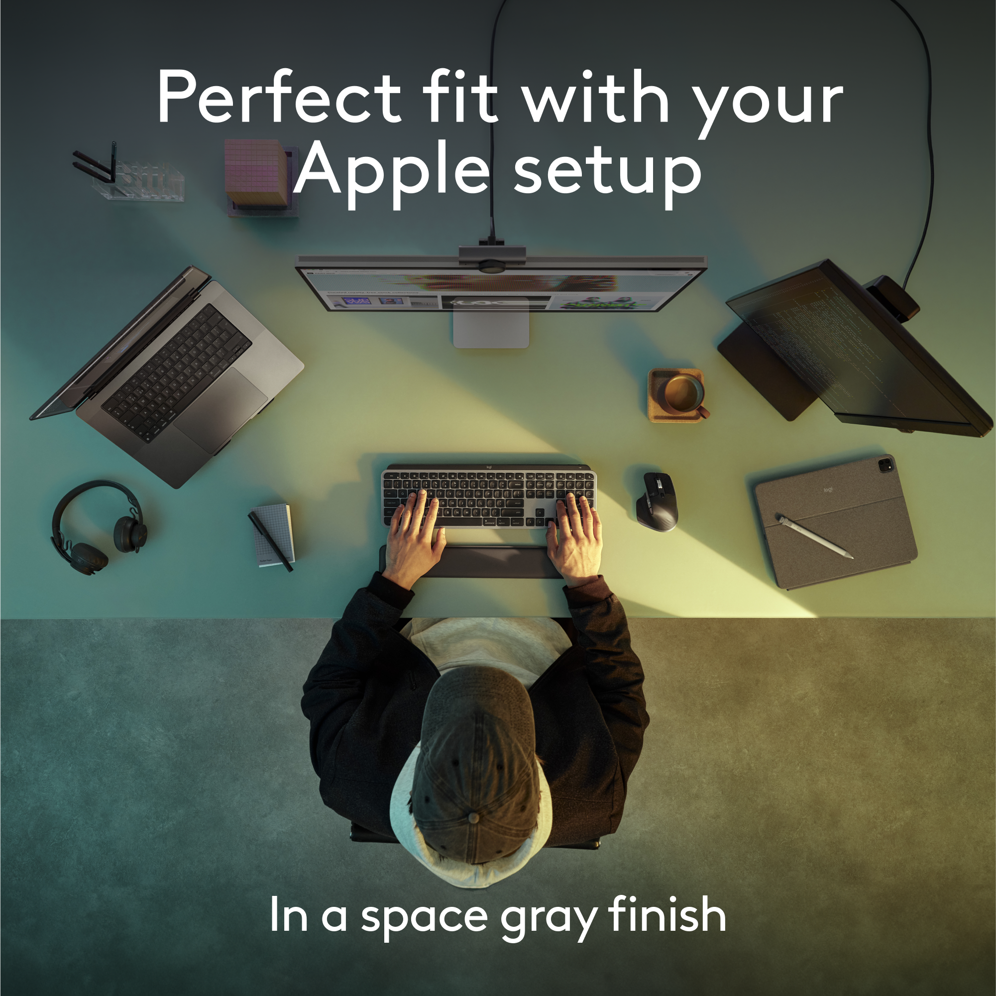 Perfect fit with your Apple setup - In a space gray finish.