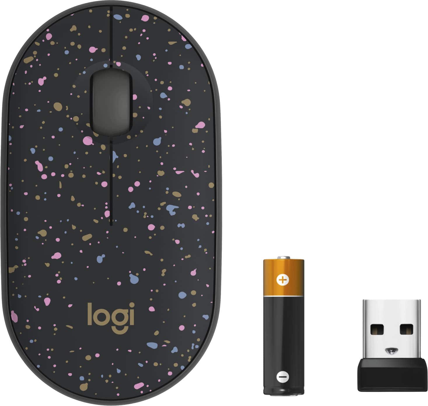 Alt View 23. Logitech - M340 Limited Edition Wireless Optical Ambidextrous Mouse with Silent Clicks - Speckles.