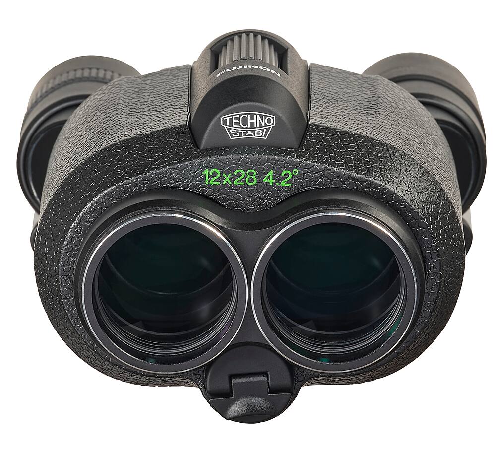 Left. Fujinon - Fujinon Techno-Stabi TS12x28WP Compact Binoculars with Electronic Stabilization - Black.