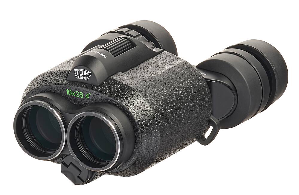 Left. Fujinon - Fujinon Techno-Stabi TS16x28WP Compact Binoculars with Electronic Stabilization - Black.