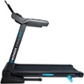 The image shows a black exercise machine, specifically a treadmill, with a blue and black design. The machine is made by Echelon Fitness and features a blue and black color scheme. The treadmill is designed for indoor use and is intended for exercise and fitness purposes.
