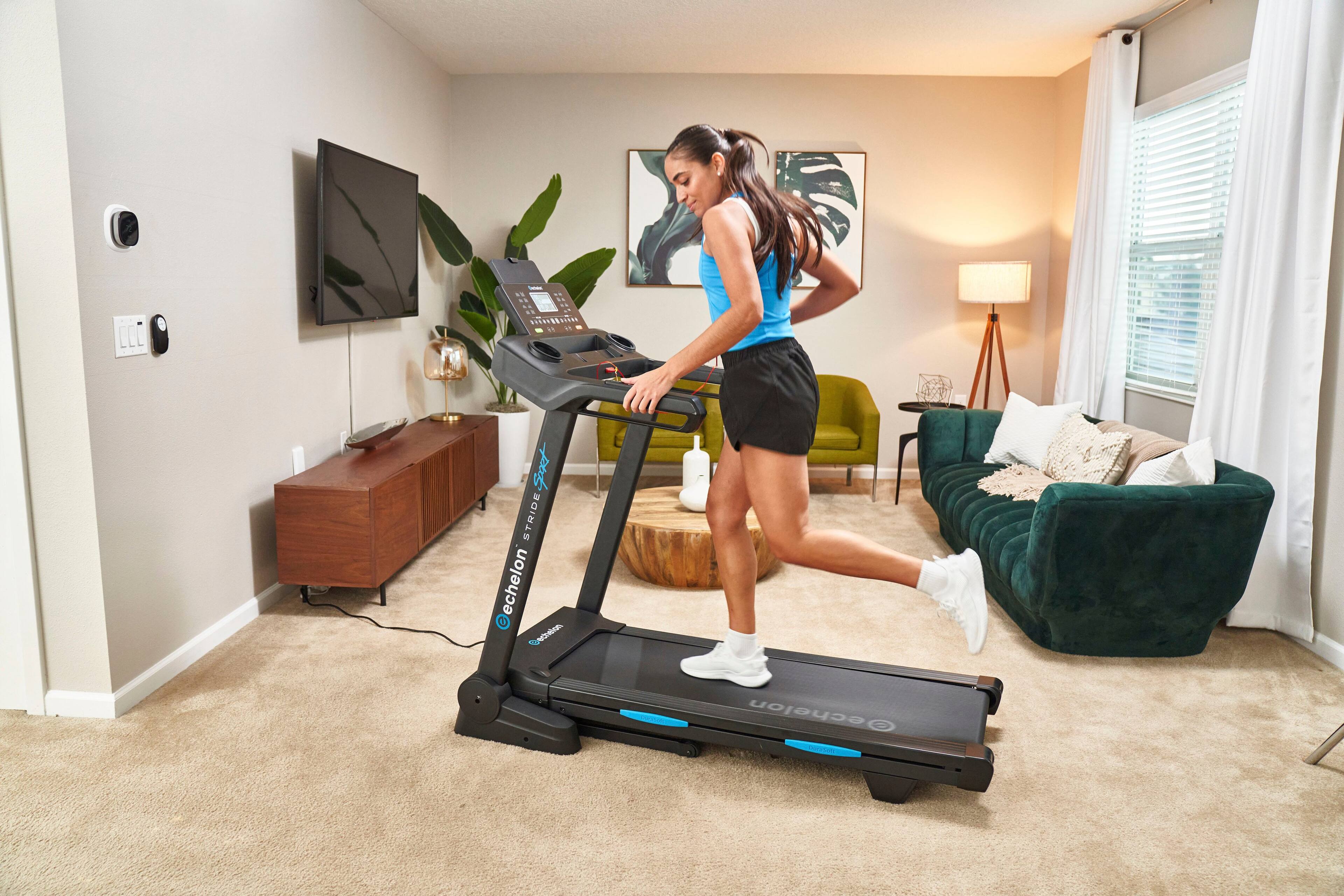 Echelon Stride 30 Sport Smart Foldable Exercise Treadmill with Cushioned Deck Black ECHSTRIDE