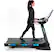 The woman is using an Echelon Stride treadmill, which is a type of exercise equipment designed for indoor use. She is walking on the treadmill, which is a common activity for people to engage in for fitness and health purposes. The treadmill provides a convenient way to exercise and stay active, especially during inclement weather or when outdoor exercise options are limited.