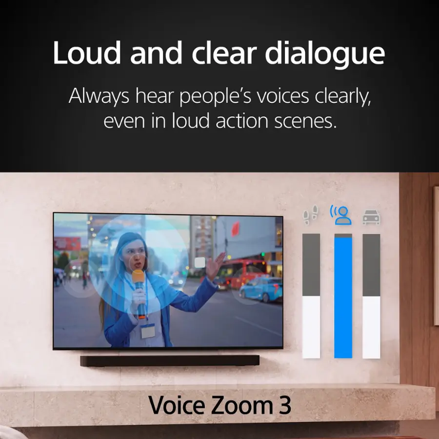 Voice Zoom 3: Always hear people's voices clearly, even in loud action scenes.