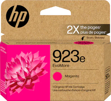 Front. HP - 923e EvoMore Ink Cartridge - Magenta.