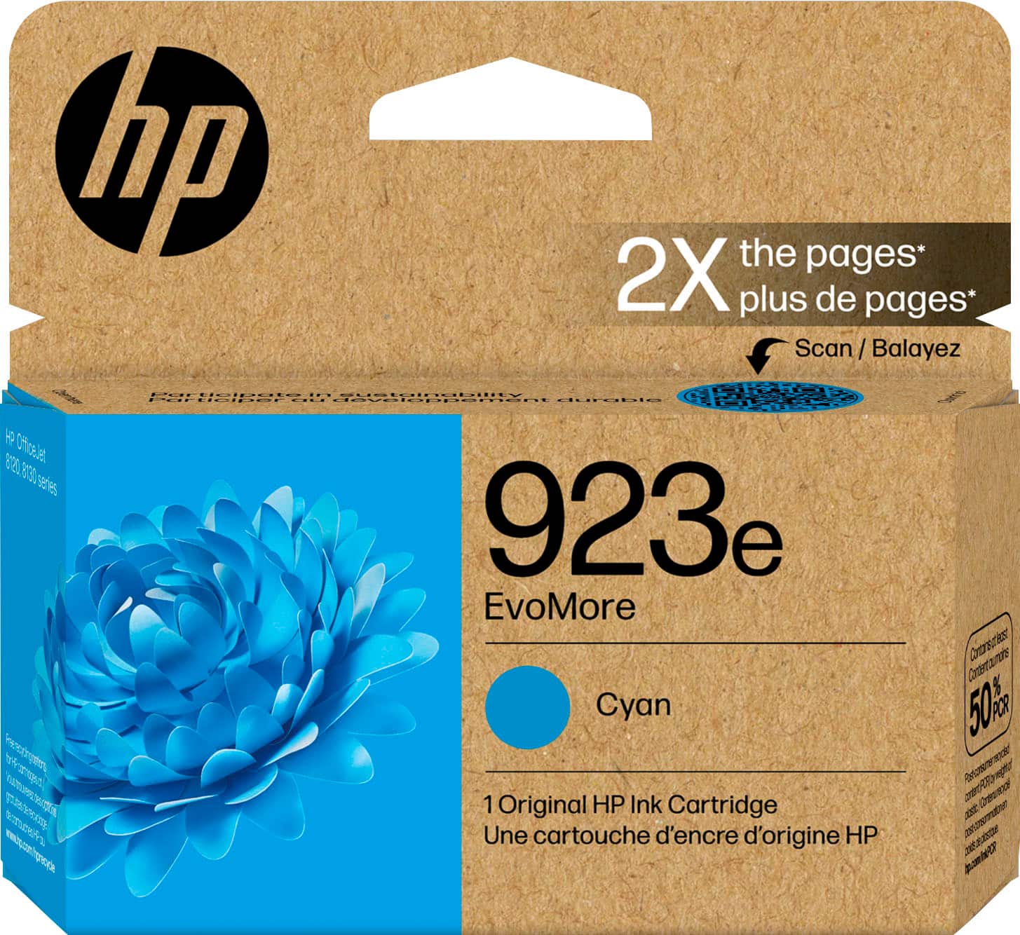 Front. HP - 923e EvoMore Ink Cartridge - Cyan.