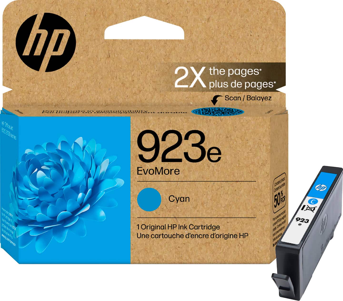 Alt View 1. HP - 923e EvoMore Ink Cartridge - Cyan.