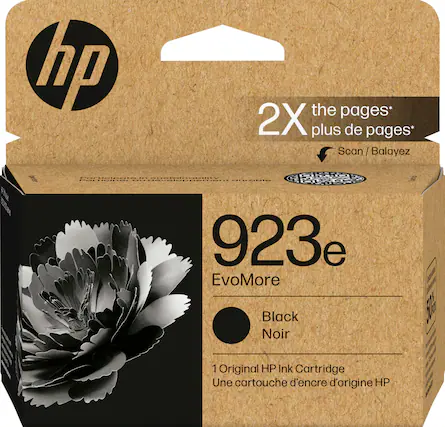 Front. HP - 923e EvoMore Ink Cartridge - Black.