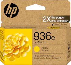 hp the pages* 2X plus de pages* Scan can/Balayez / HP Officejet Pro 9300 9330 9350 9360 EvoMore Fresh Ink 1 Original HP Ink Cartridge Une cartouche d'encre d'origine HP Yellow Jaune 1