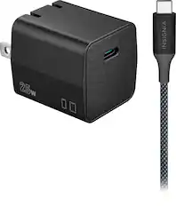 Front. Insignia™ - 25W Foldable Compact Wall Charging Kit for USB-C Smartphones, Tablets and More - Black.
