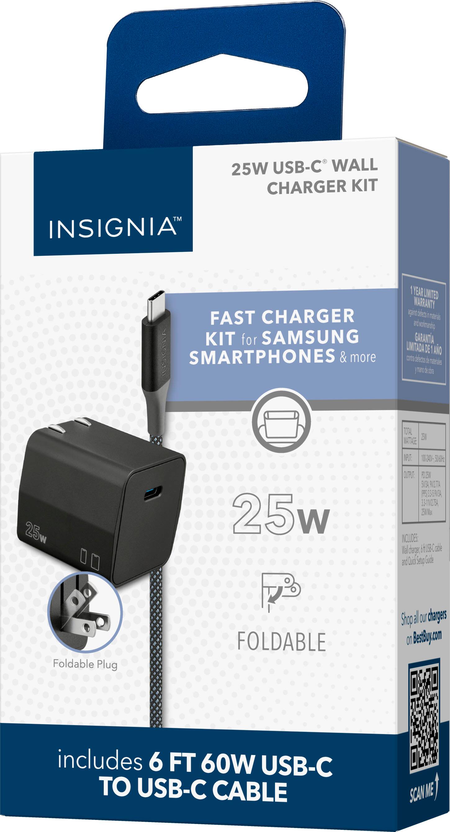Alt View 15. Insignia™ - 25W Foldable Compact Wall Charging Kit for USB-C Smartphones, Tablets and More - Black.
