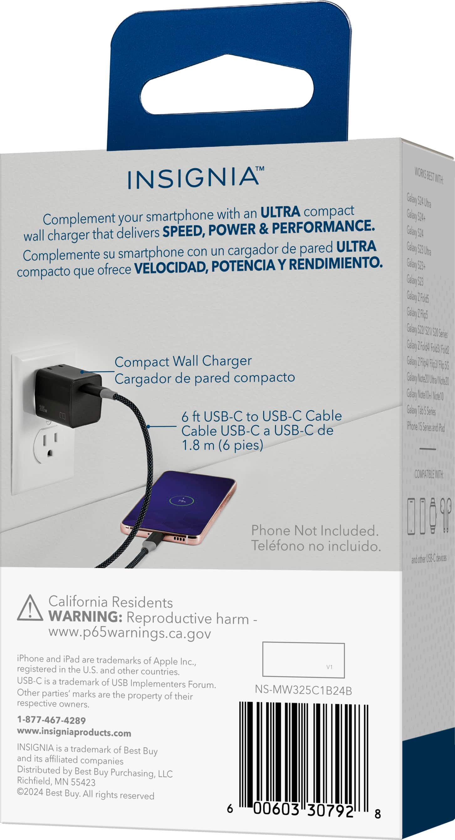 Alt View 16. Insignia™ - 25W Foldable Compact Wall Charging Kit for USB-C Smartphones, Tablets and More - Black.