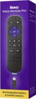 Roku Voice Remote Pro (2nd Edition) | Rechargeable Replacement Voice Remote, Backlit Buttons & Hands-Free Voice Controls - Black - Front_Zoom