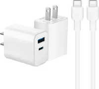 Best Buy essentials™ - 20W Dual-Port Wall Charging Kit for USB-C Smartphones, Tablets and More (2 Pack) - White - Front_Zoom