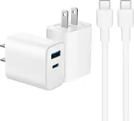 Best Buy essentials™ - 20W Dual-Port Wall Charging Kit for USB-C Smartphones, Tablets and More (2 Pack) - White