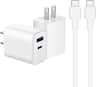 Best Buy essentialsâ„¢ - 20W Dual-Port Wall Charging Kit for USB-C Smartphones, Tablets and More (2 Pack) - White