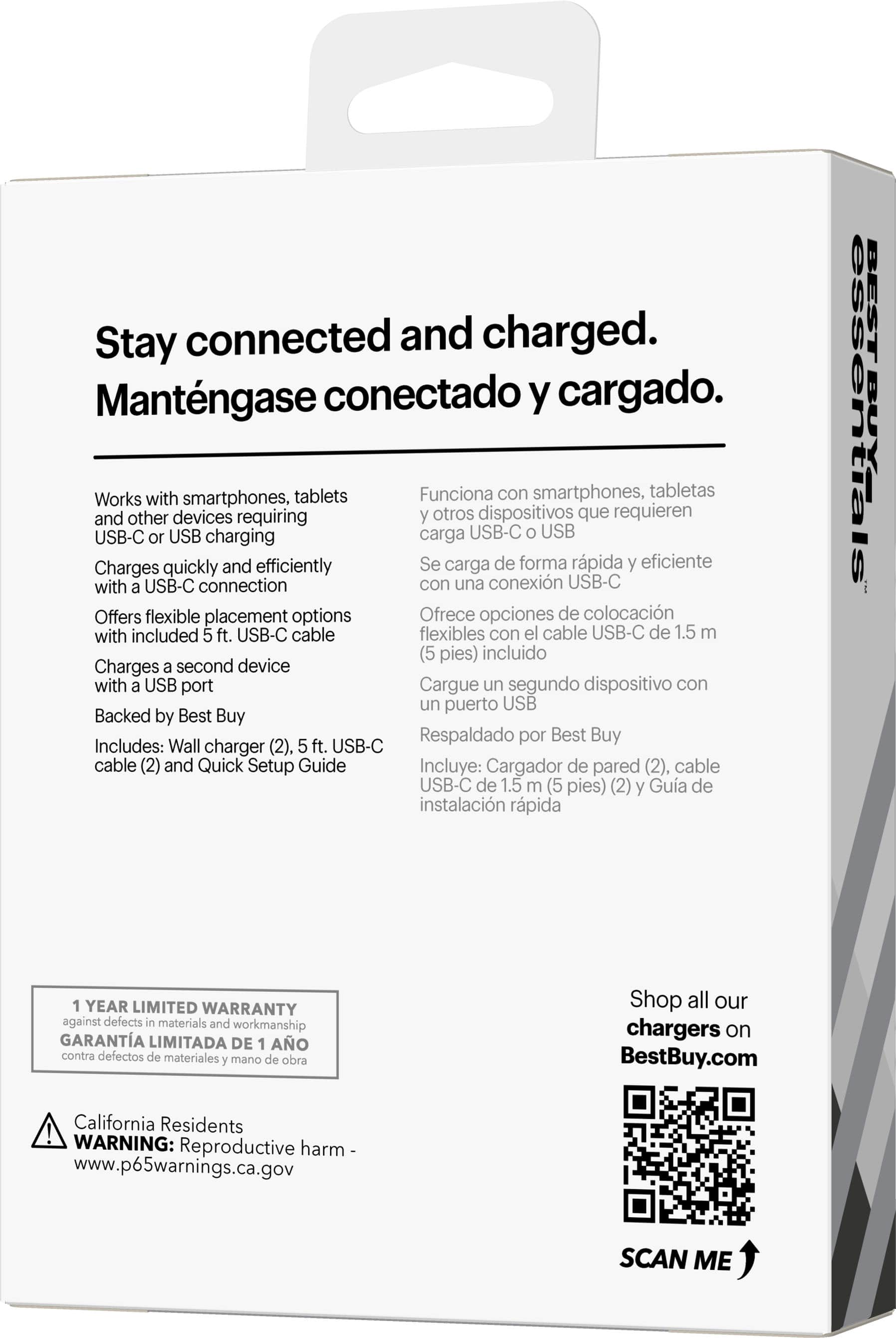 Alt View 21. Best Buy essentials™ - 20W Dual-Port Wall Charging Kit for USB-C Smartphones, Tablets and More (2 Pack) - White.