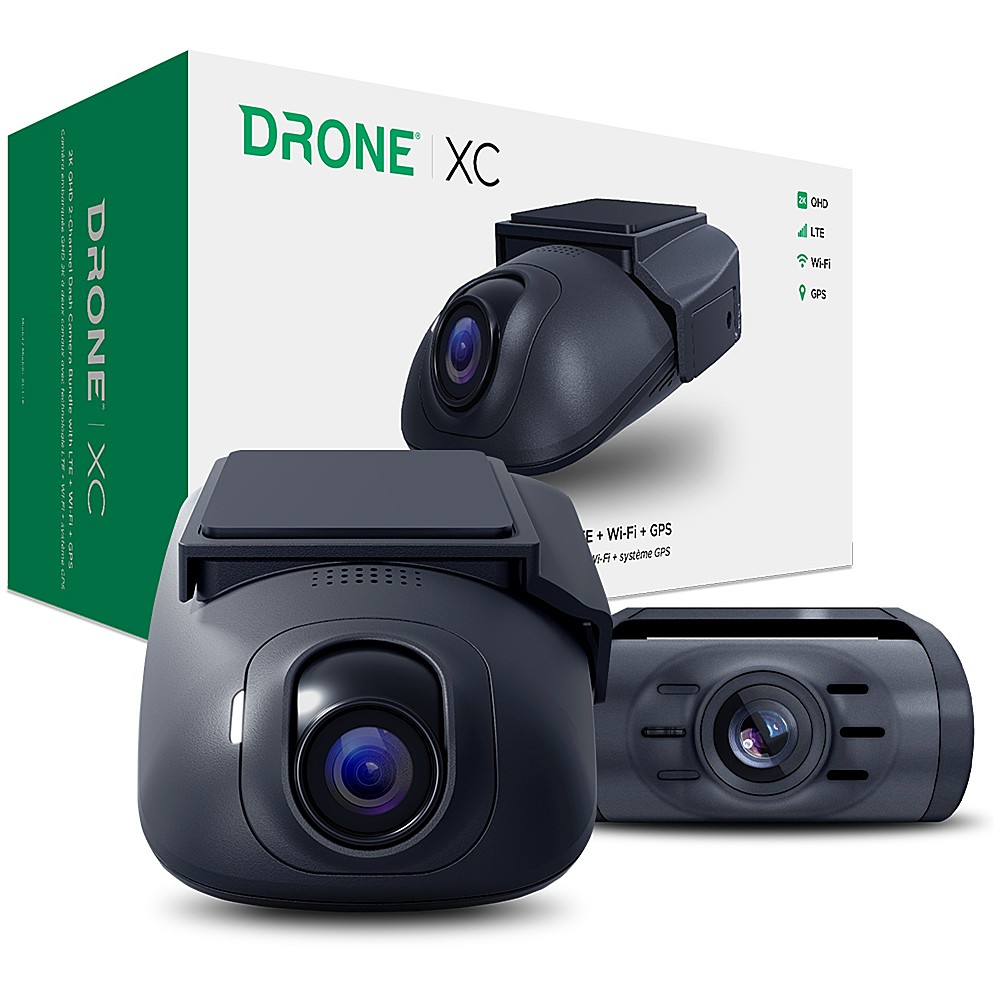 Angle View: DroneMobile XC - 2K QHD Dash Cam with LTE + GPS + WiFi bundled with DroneMobile XC Rear Camera - Black