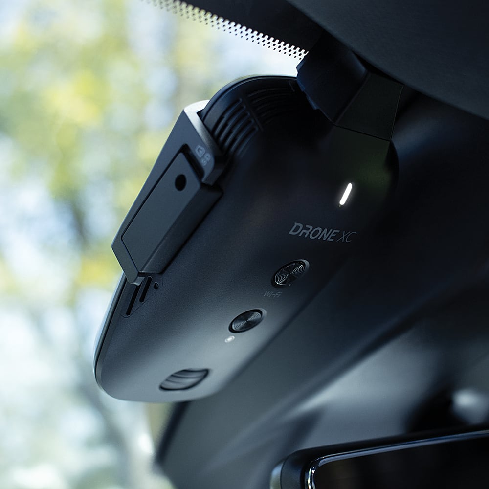 Left. DroneMobile - DroneMobile XC - 2K QHD Dash Cam with LTE + GPS + WiFi bundled with DroneMobile XC Rear Camera - Black.
